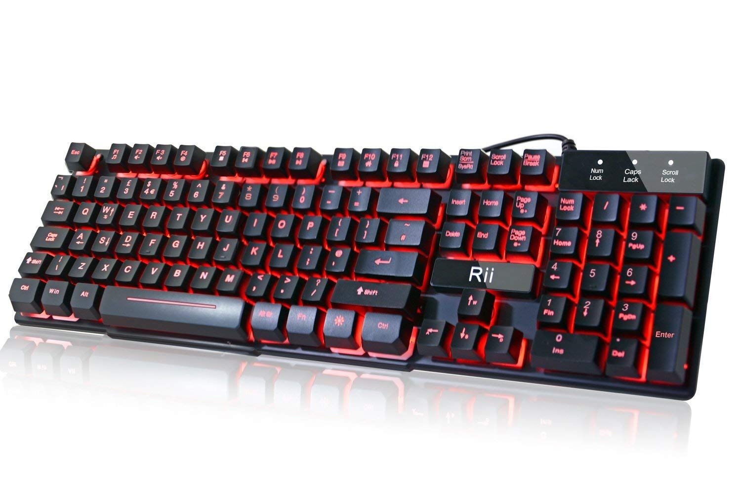 Tastatura Gaming USB, butoane multimedia, iluminata in 3 culori, Rii cartuseria.ro