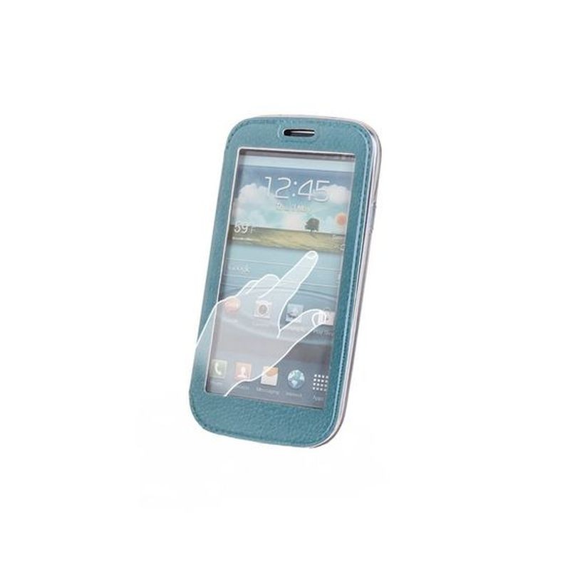 Husa Smart View Samsung S5/G900, piele ecologica, flip cover, albastru cartuseria.ro imagine 2022 cartile.ro