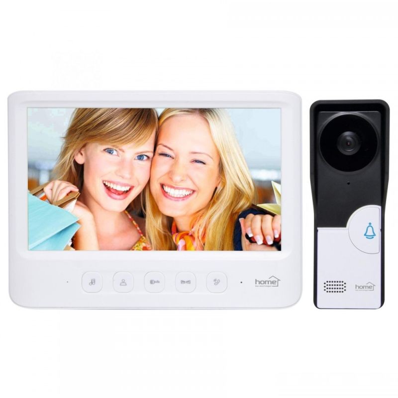 Video-interfon cu fir, ecran LCD 7 inch, infrarosu, alb, Home alb