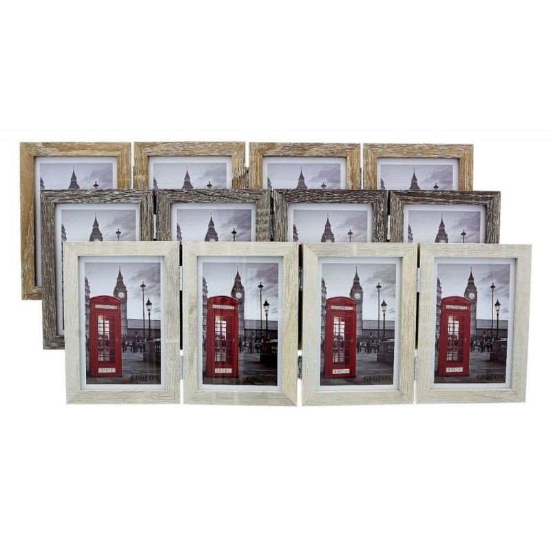 Rama foto multipla de birou Big Ben, 10×15 cm, cadru lemn, balamale Gri