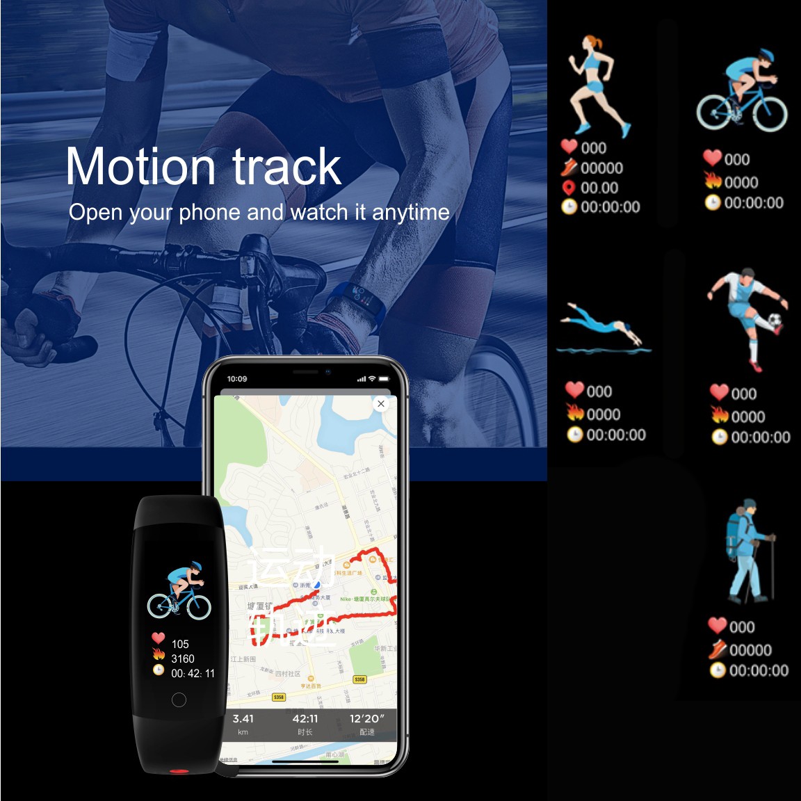 Bratara fitness, Bluetooth, Android si iOS, 6 functii, OLED, IP67, SoVogue - imagine 18