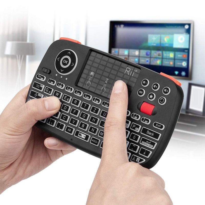 Mini tastatura Bluetooth iluminata, touchpad unique scroll, PC TV Box iOS Android cartuseria.ro