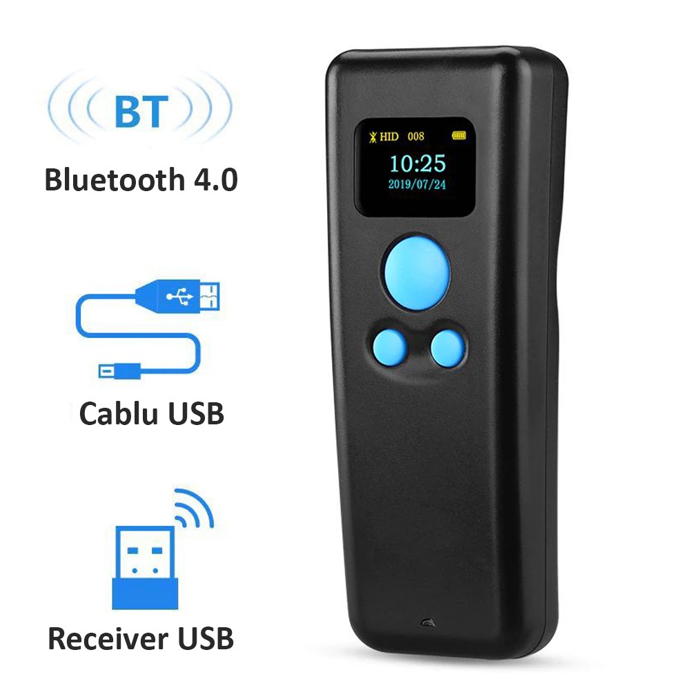 Cititor cod bare Bluetooth 1D portabil, USB, CCD, stocare 16MB, Android iOS PC, vibratii image8