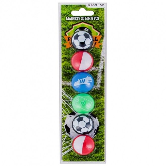 Magneti Fotbal 30 mm, multicolor, set 6 bucati, Starpak cartuseria.ro