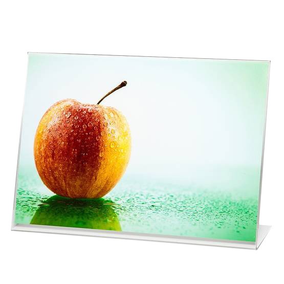 Rama foto transparenta tip L, format 10×15, suport de birou landscape, plexiglas cartuseria.ro