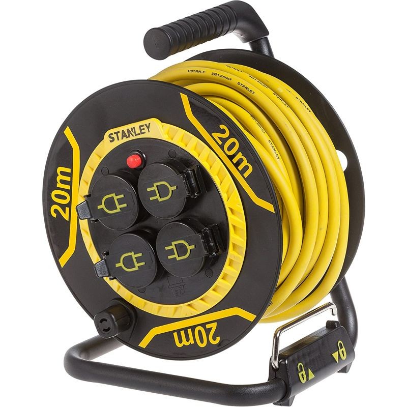 Cablu prelungitor pe tambur 20 m, 4 prize, 3200W, maner, frana, IP44