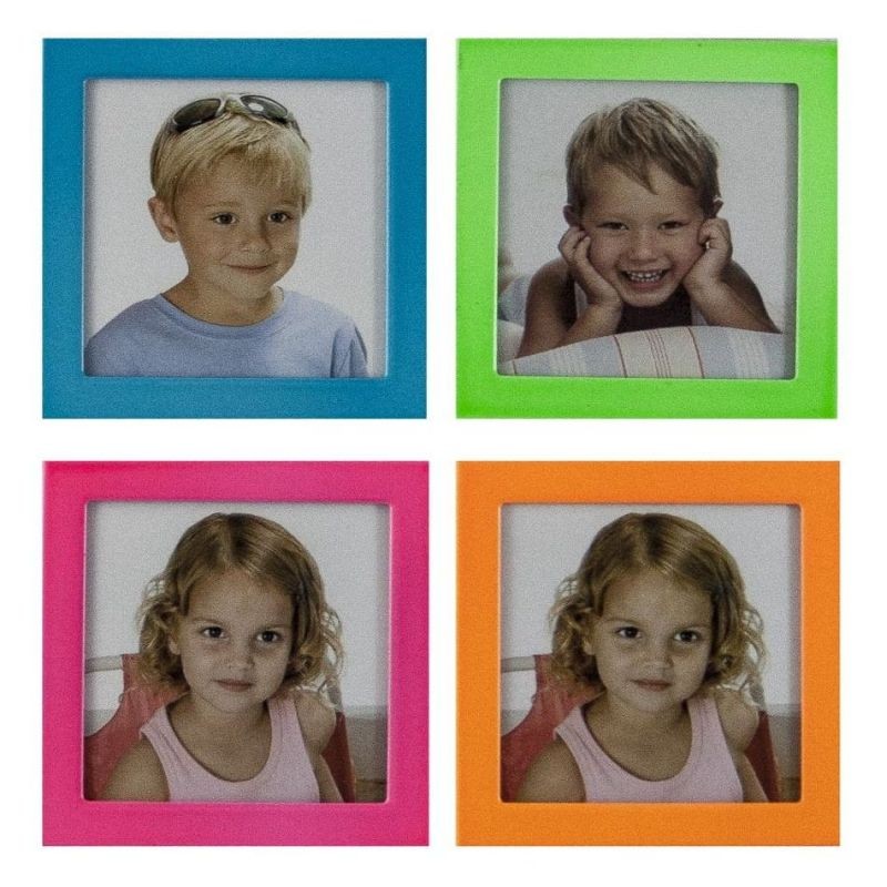 Mini rama foto Etta, format poza 6.5×6.5 cm, metalica, colorata