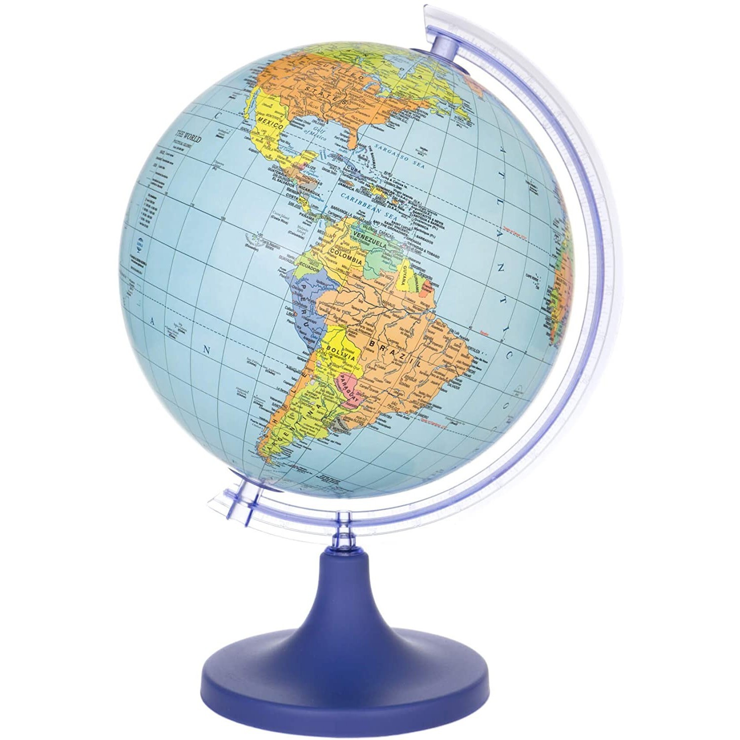 Glob pamantesc rotativ, cartografie harta politica, meridian si suport ABS, diametru 25 cm