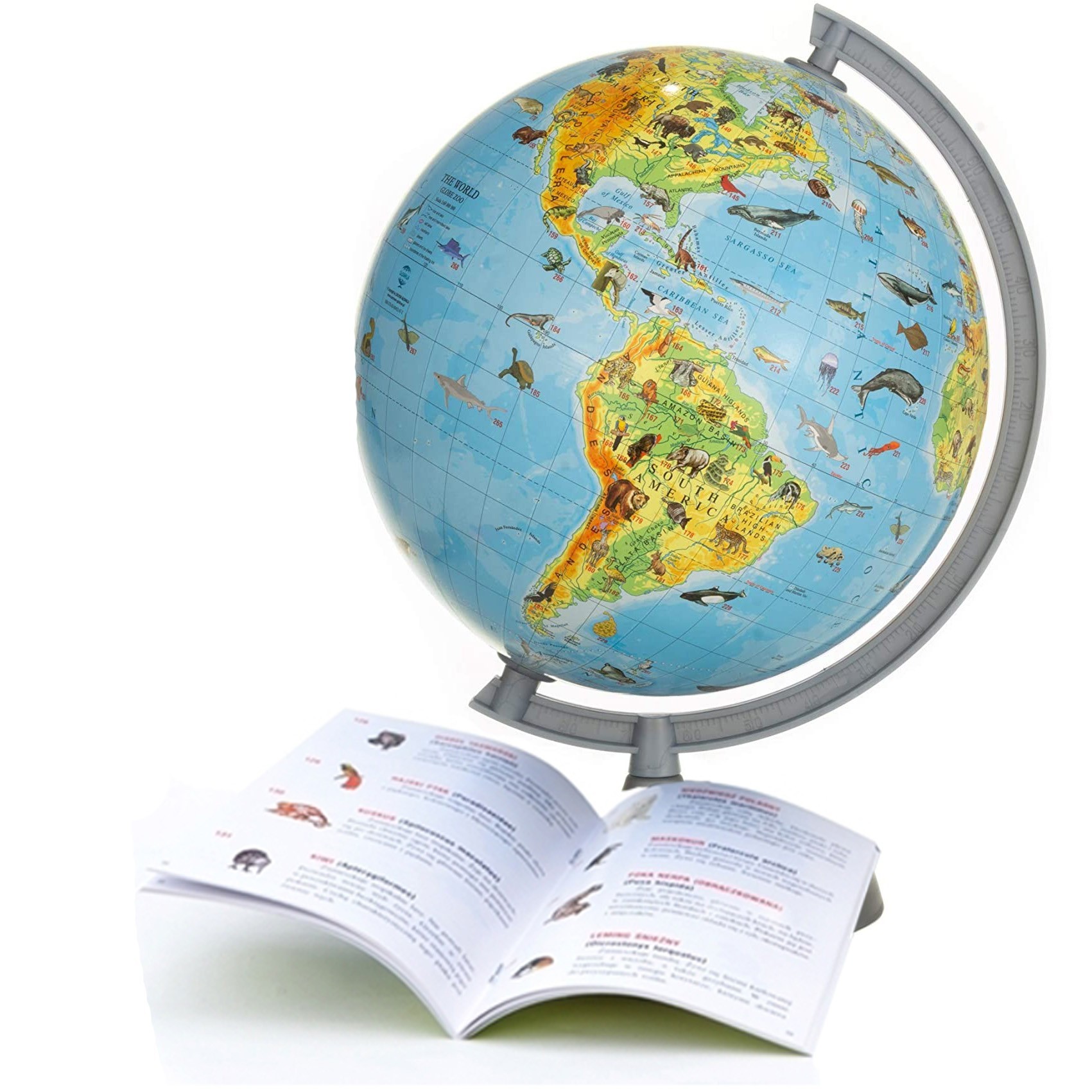 Glob pamantesc harta fizica-zoologica, meridian si suport, diametru 22 cm, carte 275 animale cartuseria.ro poza 2021