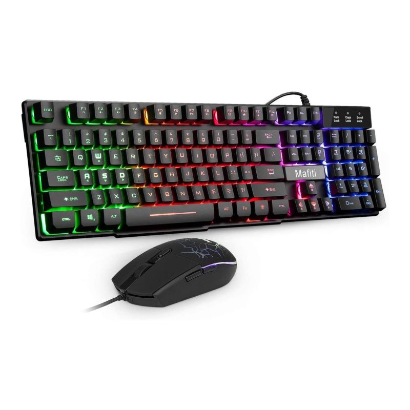 Kit tastatura si mouse gaming, iluminate 7 culori, USB, 3200 DPI, Mafiti cartuseria.ro poza 2021
