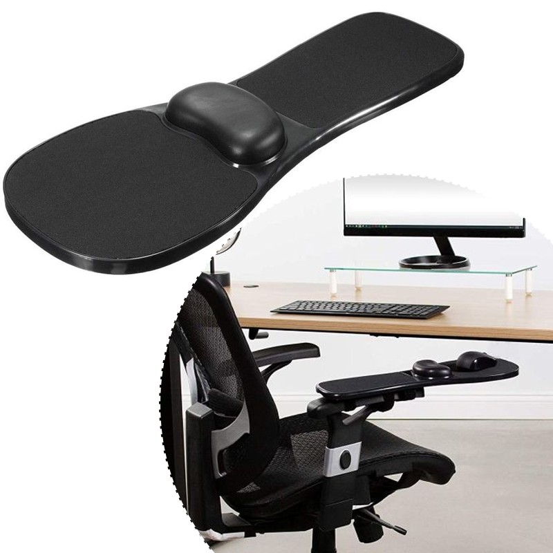 Suport ergonomic pentru mana cu mousepad gel, fixare scaun sau birou, 180 grade, negru cartuseria.ro
