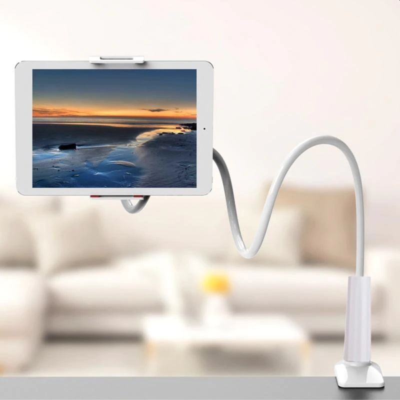 Suport pentru smartphone, brat flexibil 70 cm, clema telescopica 3.5 -10.5 inch, alb - imagine 9