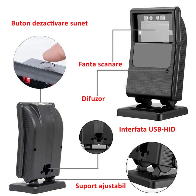 Scaner fix 2D, interfata USB-HID, Windows, Mac, Linux, scanare automata, CCD image2