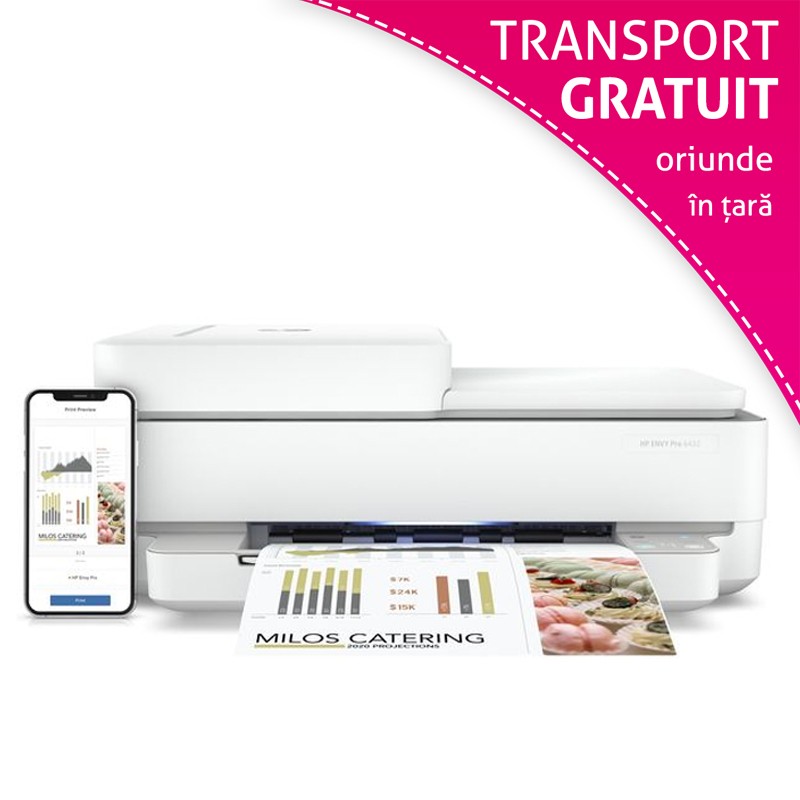 Multifunctionala HP Envy 6420, A4 color, wireless dual band, fax, ADF, duplex automat cartuseria.ro