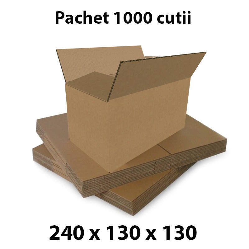 Pachet 1000 cutii carton 240x130x130 mm, natur, 3 straturi, CO3 cartuseria.ro