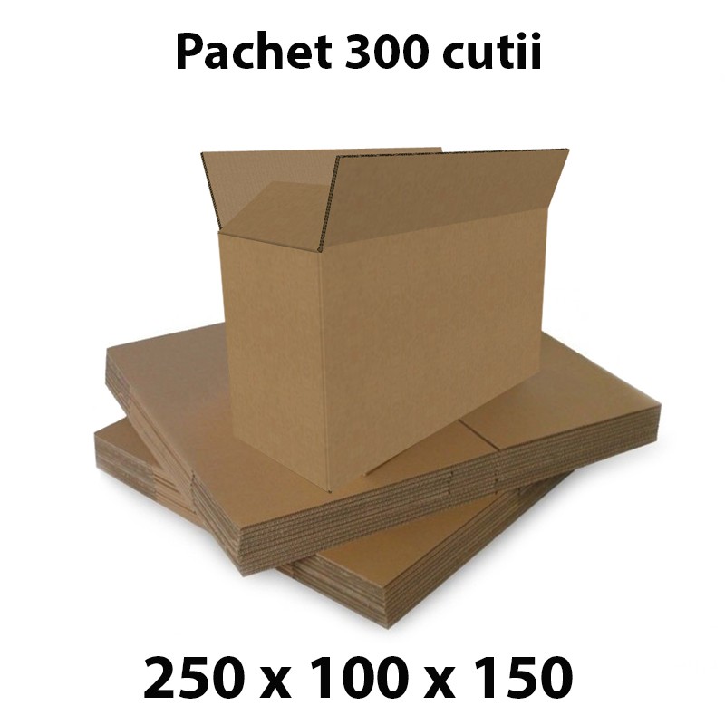 Pachet 300 cutii carton 250x100x150 mm, natur, 3 straturi, CO3 cartuseria.ro