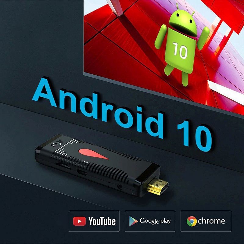 Dongle TV Android 10, Quad Core 1.35 Ghz, 4K 60FPS, HDMI, slot TF, cu telecomanda