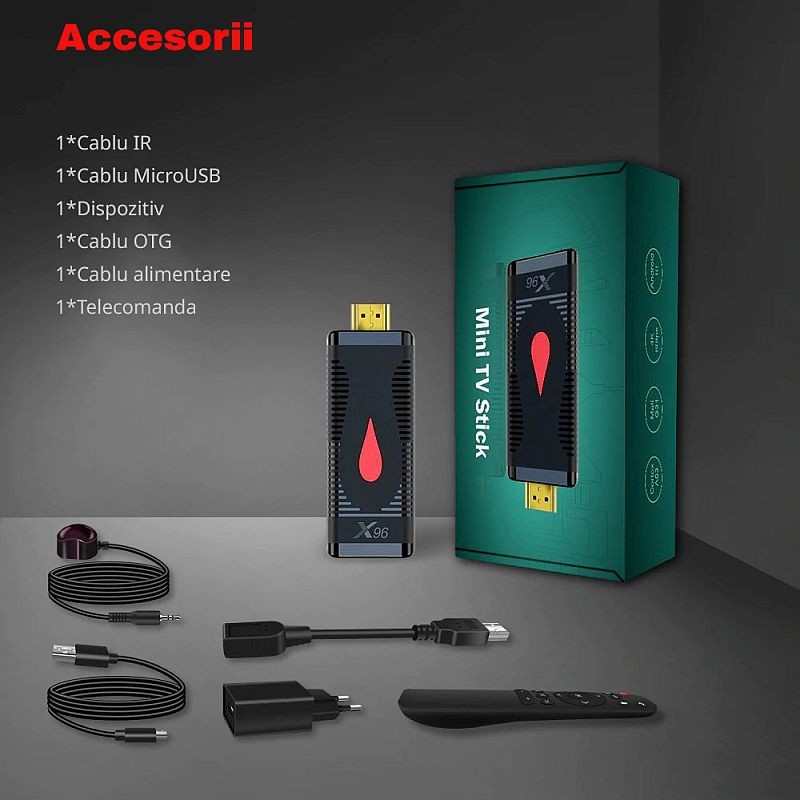 Dongle TV Android 10, Quad Core 1.35 Ghz, 4K 60FPS, HDMI, slot TF, cu telecomanda - imagine 11