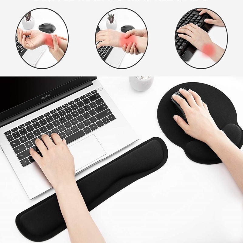 Kit mouse pad ergonomic si suport tip pad pentru tastatura, spuma cu memorie, Rii