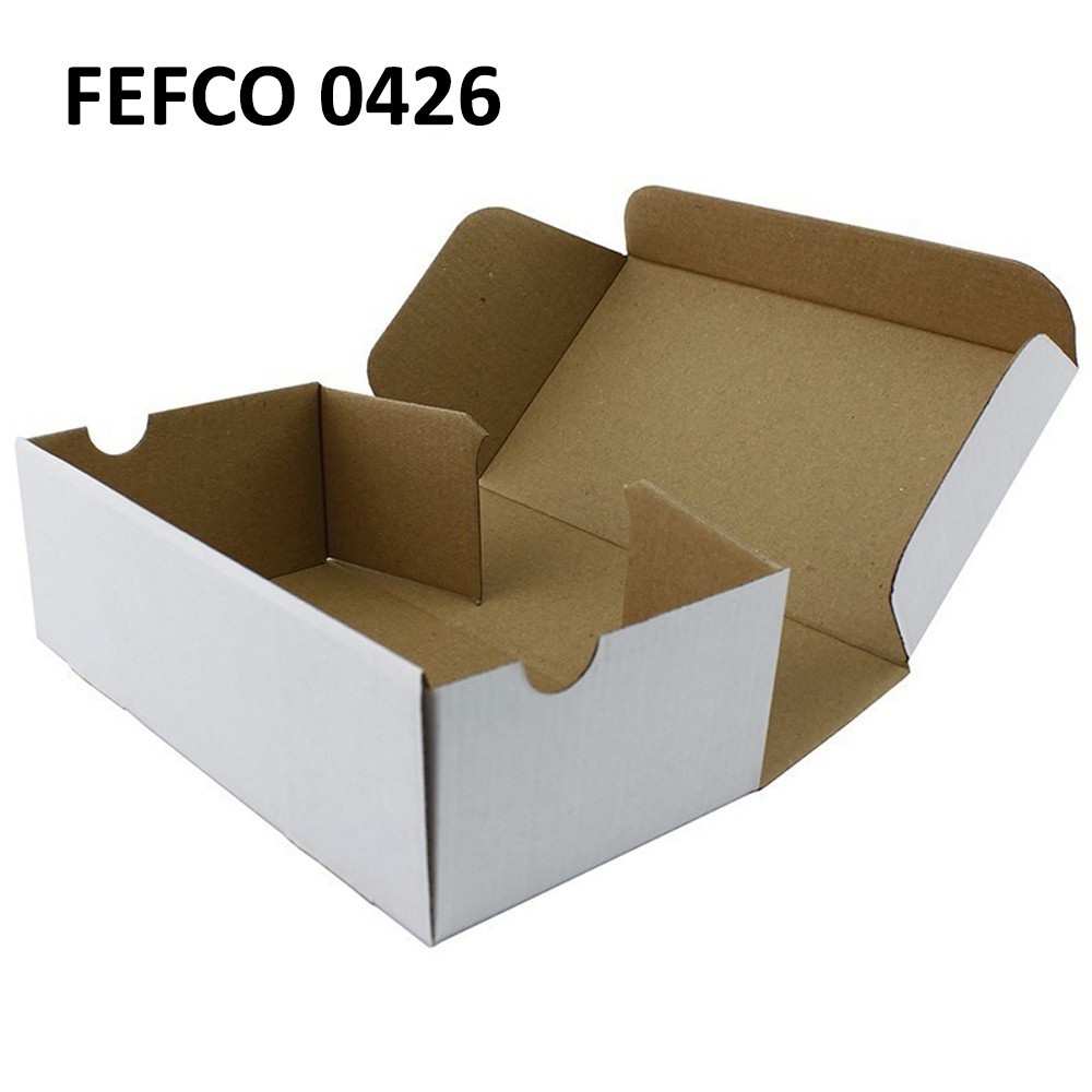 Cutie carton cu autoformare 280x360x100 alb, microondul E 400 g, FEFCO 0426