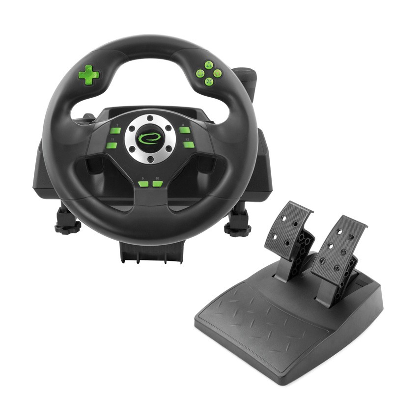 Volan si pedale racing games PC, PS3, vibratii, 12 butoane, RESIGILAT