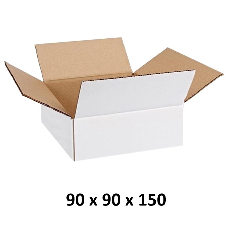 Cutie carton 90x90x150 mm, alb, 3 straturi CO3, 470 g/mp