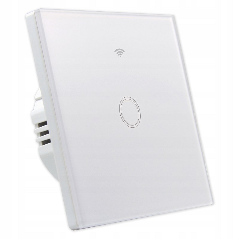 Intrerupator simplu Smart touch, WiFi, Android si iOS, indicator LED, alb alb