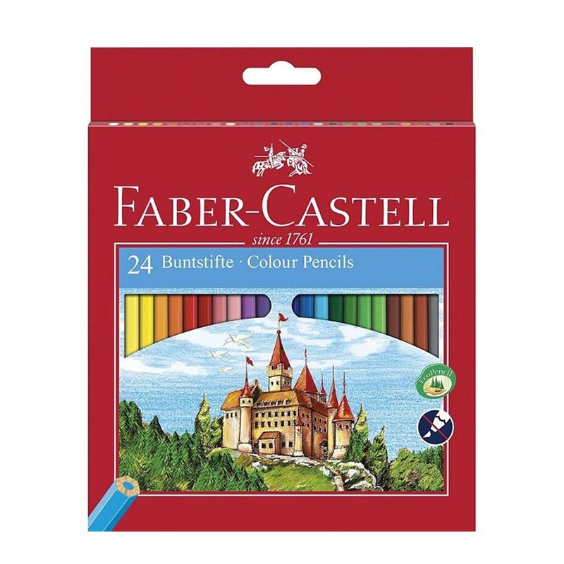 Set 24 creioane colorate, vopsea pe baza de apa, Faber-Castell cartuseria.ro imagine 2022 depozituldepapetarie.ro