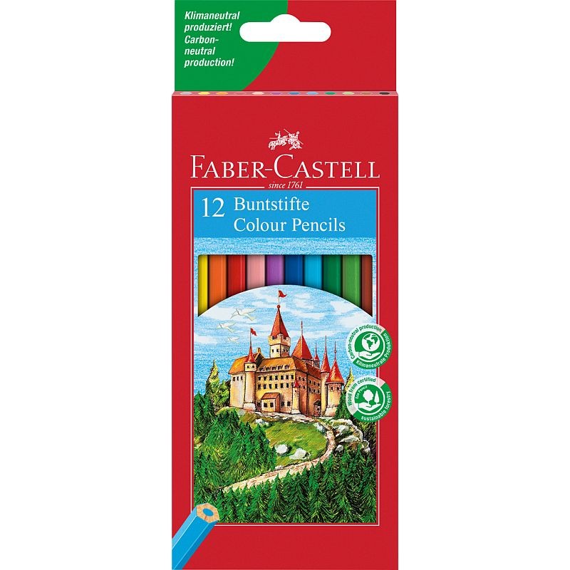 Creioane colorate Faber-Castell, hexagonale, set 12 culori