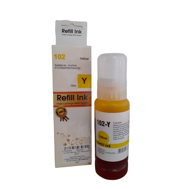 Cerneala compatibila refill Epson L103, Yellow, 70 ml cartuse