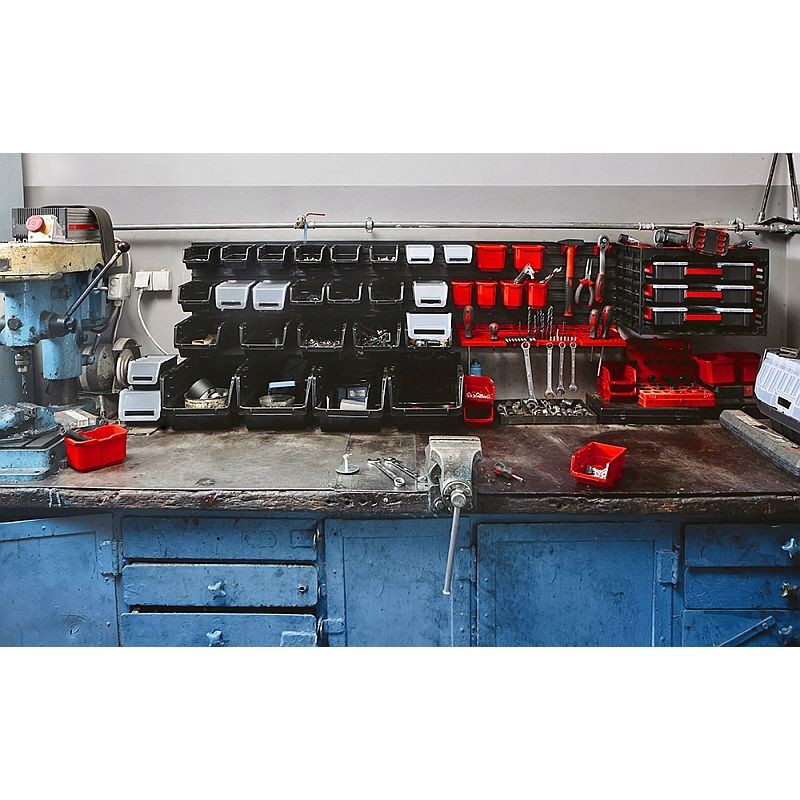 Organizator scule, 10 cutii, 22 suporturi, panou mural atelier 79.5x38.5 cm - imagine 14