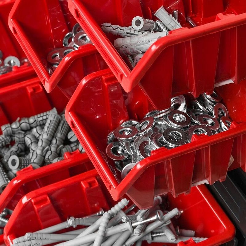 Organizator scule, 10 cutii, 22 suporturi, panou mural atelier 79.5x38.5 cm - imagine 5