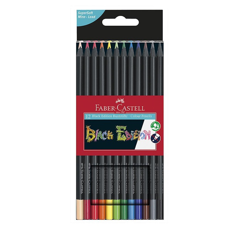 Creioane colorate negre, 12 culori intense, desene hartie neagra cartuseria.ro imagine 2022 depozituldepapetarie.ro