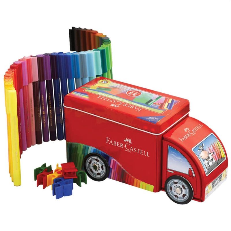 Carioci cu conectori, 33 culori intense in cutie forma camion, ‎21.5 x 9 x 10.5 cm 10.5