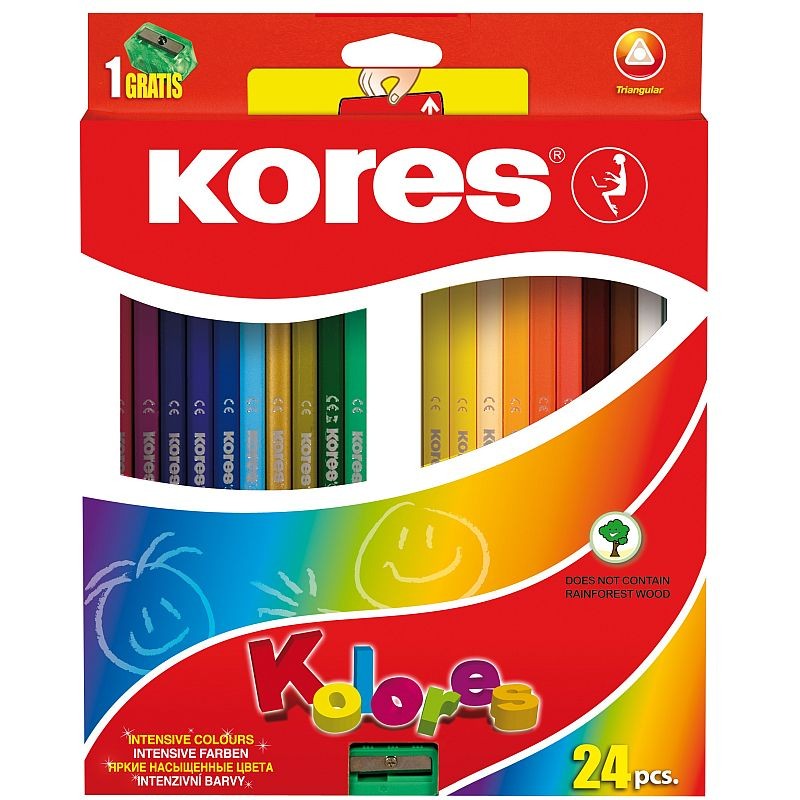 Set 24 creioane colorate, ascutitoare inclusa, pigmentate