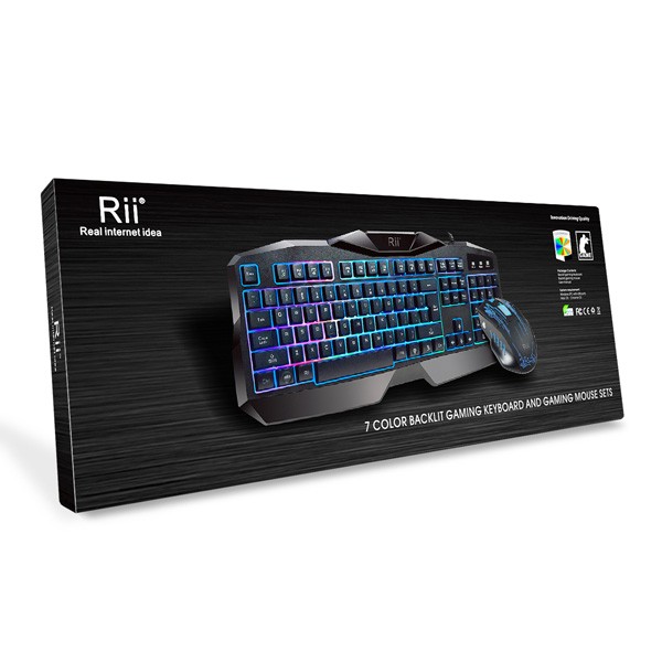 Kit tastatura si mouse gaming, iluminata, USB, 104 taste, Rii, resigilat - imagine 16