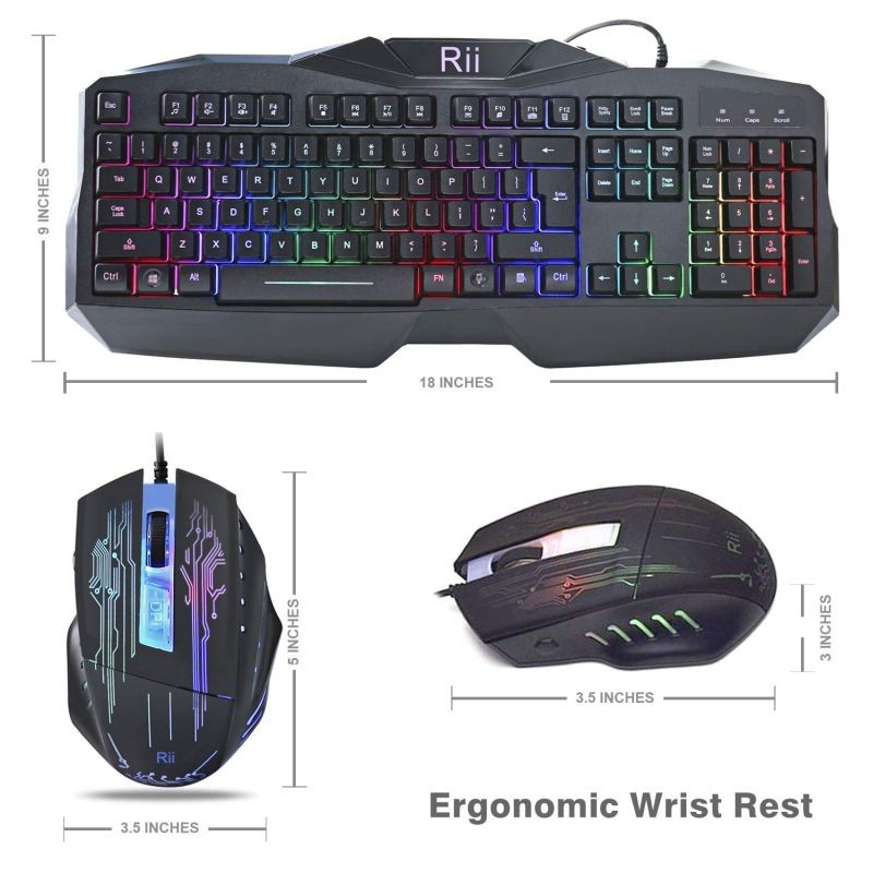 Kit tastatura si mouse gaming, iluminata, USB, 104 taste, Rii, resigilat - imagine 9