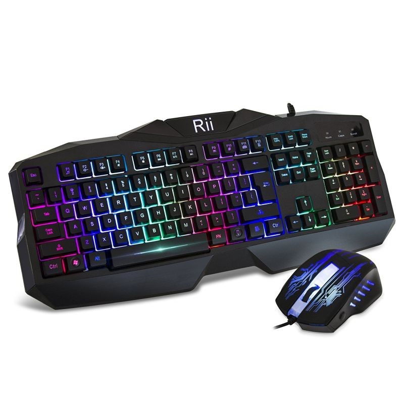 Kit tastatura si mouse gaming, iluminata, USB, 104 taste, Rii, resigilat - imagine 10