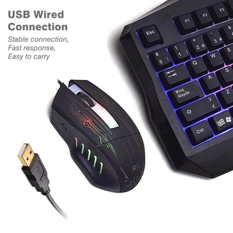 Kit tastatura si mouse gaming, iluminata, USB, 104 taste, Rii, resigilat - imagine 11