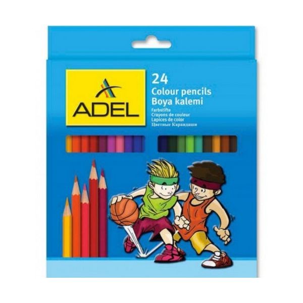 Creioane colorate hexagonale, 24 culori in set, 3 mm grosime mina ADEL imagine 2022 depozituldepapetarie.ro