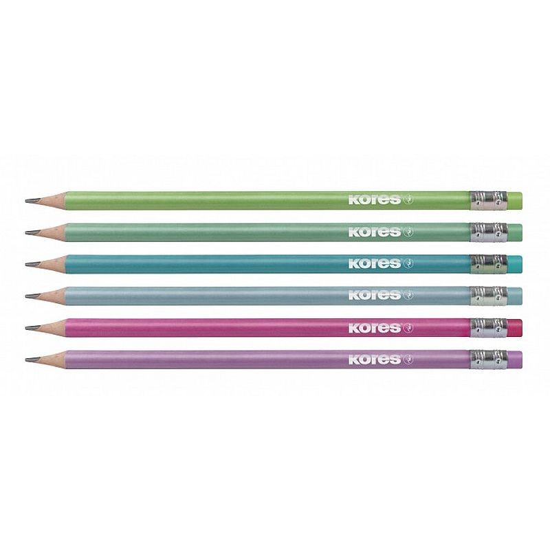 Set 6 creioane din grafit cu mina HB si guma, Kores cartuseria.ro imagine 2022 depozituldepapetarie.ro