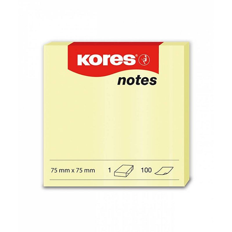 Bloc notes adezive, 100 file, 75×75 mm, galben pal cartuseria.ro