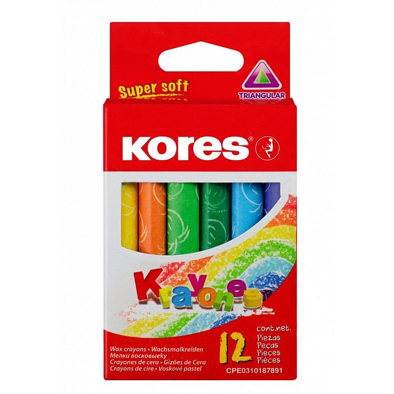 Creioane colorate cerate, 12 culori, textura moale, forma triunghiulara cartuseria.ro