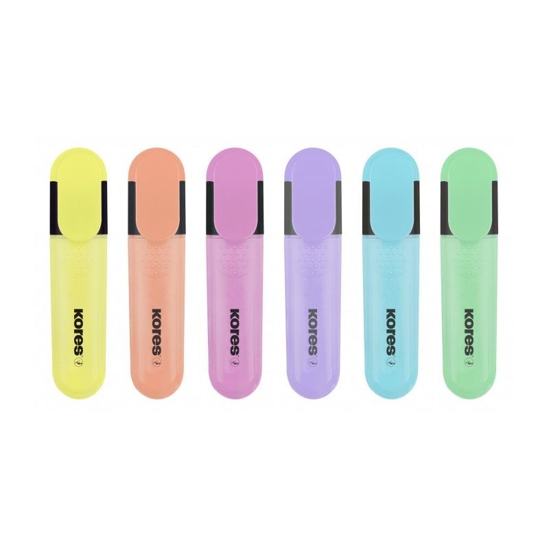Set 6 markere evidentiatoare, culori fluorescente pastelate, cerneala pe baza de apa cartuseria.ro