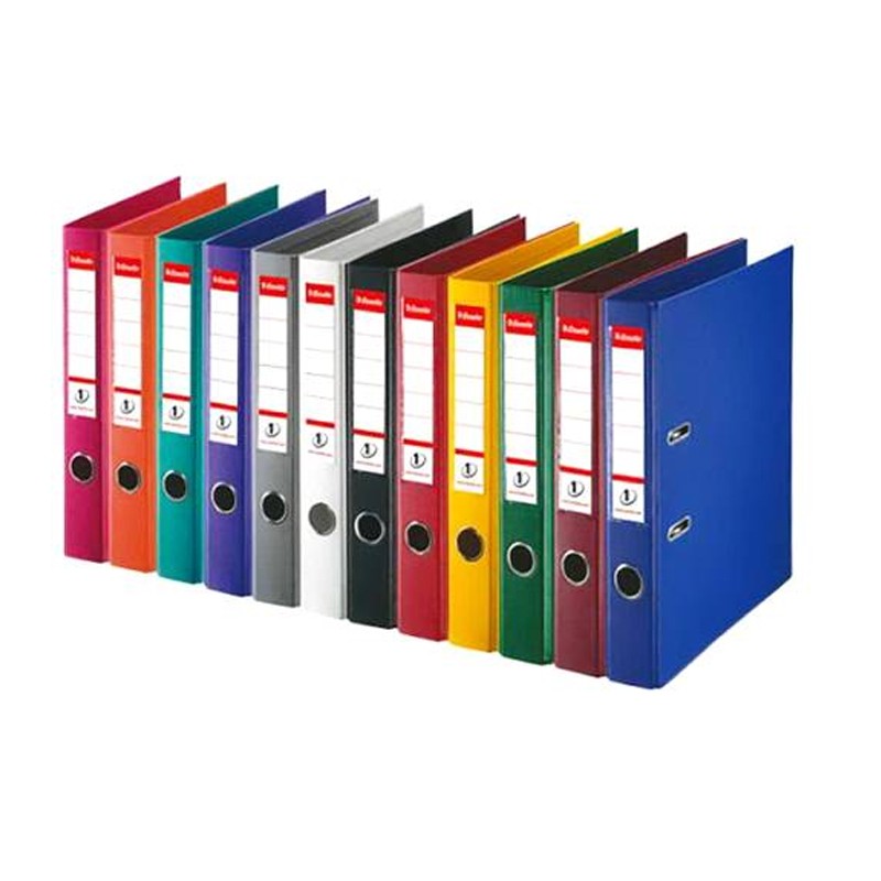 Biblioraft plastifiat Alphaline, cotor 5 cm, format A4, diverse culori Visiniu A4