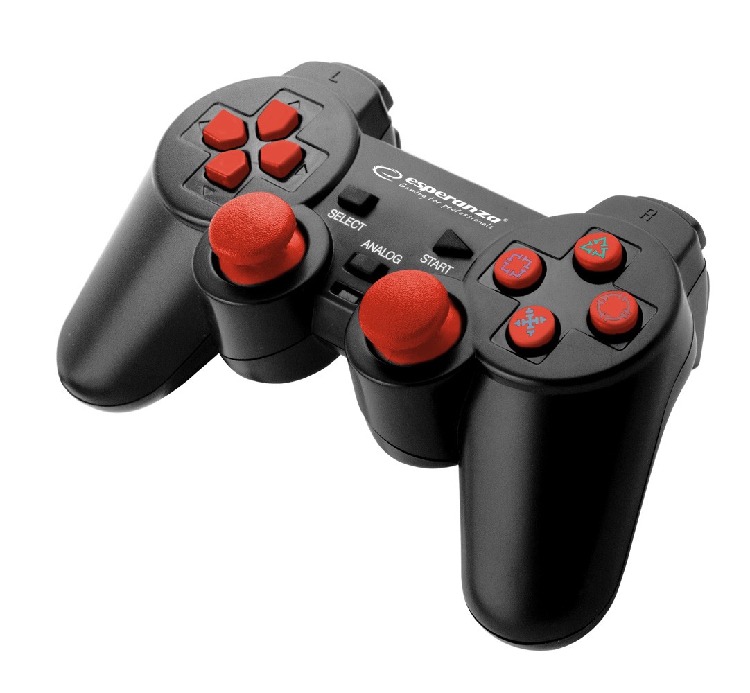 Controller cu fir PS3/PC Esperanza Trooper, USB, 12 butoane, negru/rosu cartuseria.ro imagine 2022 depozituldepapetarie.ro