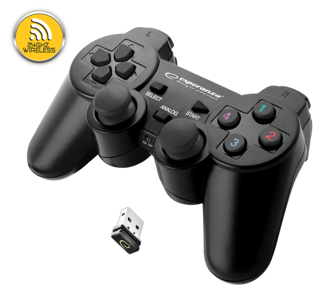 Controller wireless 2.4Ghz PS3/PC Esperanza Gladiator, USB, 12 butoane, negru cartuseria.ro imagine 2022 depozituldepapetarie.ro
