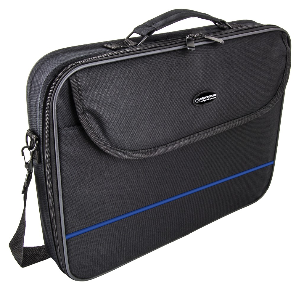 Geanta laptop 15.6 inch Classic Esperanza, compartimentata, 32 x 29 x 4,6, negru/albastru 15.6