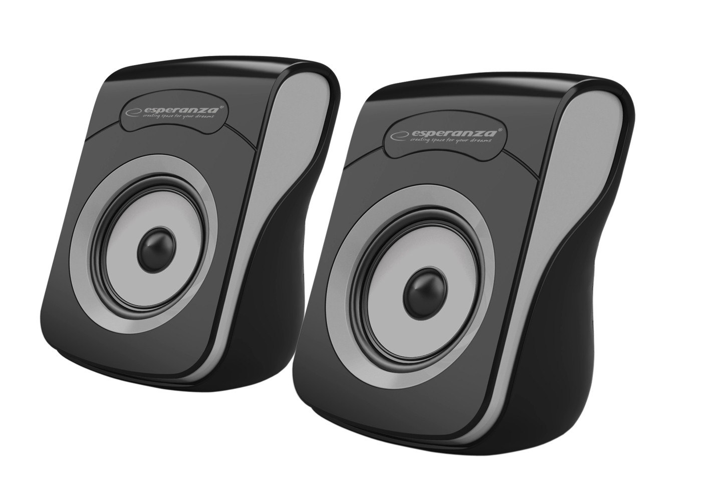 Sistem audio 2.0 Esperanza Flamenco, USB, jack 3,5mm, 6W, 4Ω, 5V, 20Hz-18kHz, 7,5 x 16,3 x 11,7cm, negru/gri 117cm