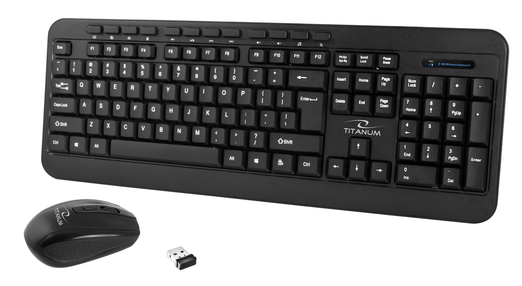 Kit tastatura si mouse bluetooth 2,4 Ghz Esperanza Akron, USB, 3 butoane, 1600dpi, negru 1600dpi